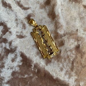 10K Gold Razor Blade Pendant